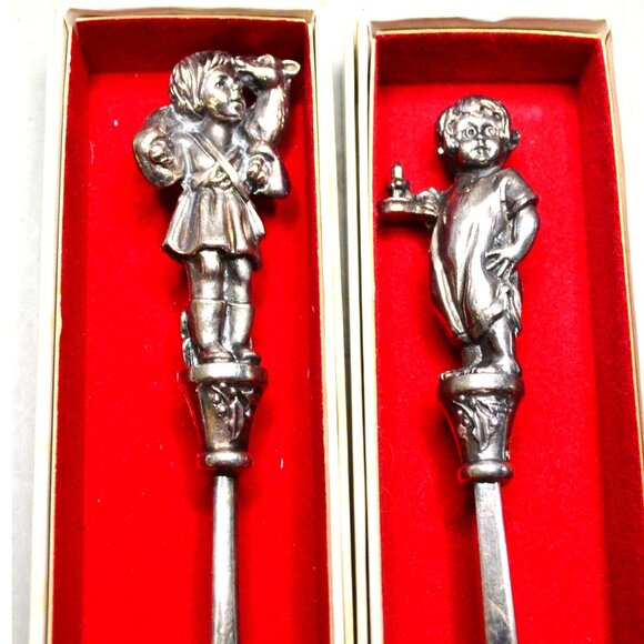 Reed & Barton Christmas Spoons Set of 8 Vintage Figurine Handles Boxed NOS 1980s - Picture 7 of 9